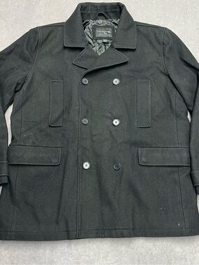 Structure Men's Black Double-Breasted Trench Coat